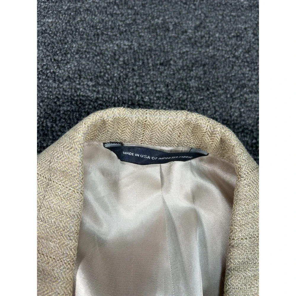 Vintage Brooks Brothers Blazer Men 43R Beige Windowpane Worsted Wool‎ Silk Linen